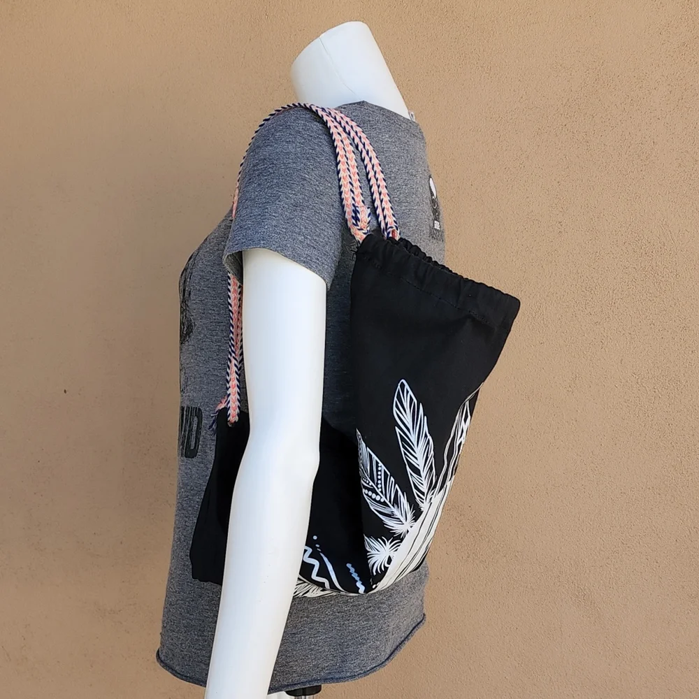 VINTAGE MOON LOVER Cotton Sling Bag Backpack Boho Hippie Festival Travel